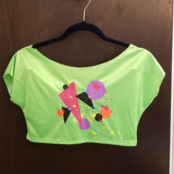 neon crop top 80s